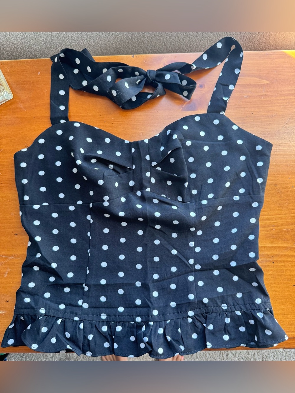 Black Polka Dot Halter Top